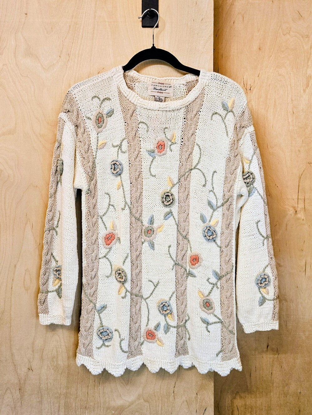 90s 3D Floral Cable Knit Sweater